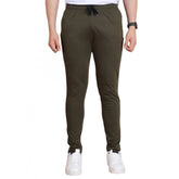 Men's Casual Cotton Striped Full Length Track Pant (olive)