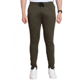 Olive striped cotton men's casual track pant - comfortable athletic wear for sports or leisure
