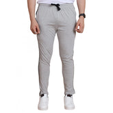 Men's Casual Cotton Striped Full Length Track Pant (Greymelange)