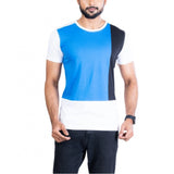 Men's Casual Cotton Printed Round Neck Half Sleeve T-Shirt (Blue)