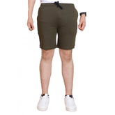 Men's Casual Cotton Striped Above knee Shorts (Olive)