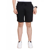 Men's Casual Cotton Striped Above knee Shorts (Black)