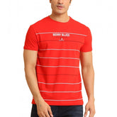 Men's Casual Cotton Printed Round Neck Half Sleeve T-Shirt (Red)