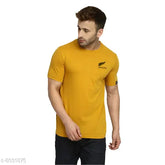 Polo Plus Men yellow logo printed half sleeve cotton T-shirt, short sleeves, size S (36"x27"), made in India