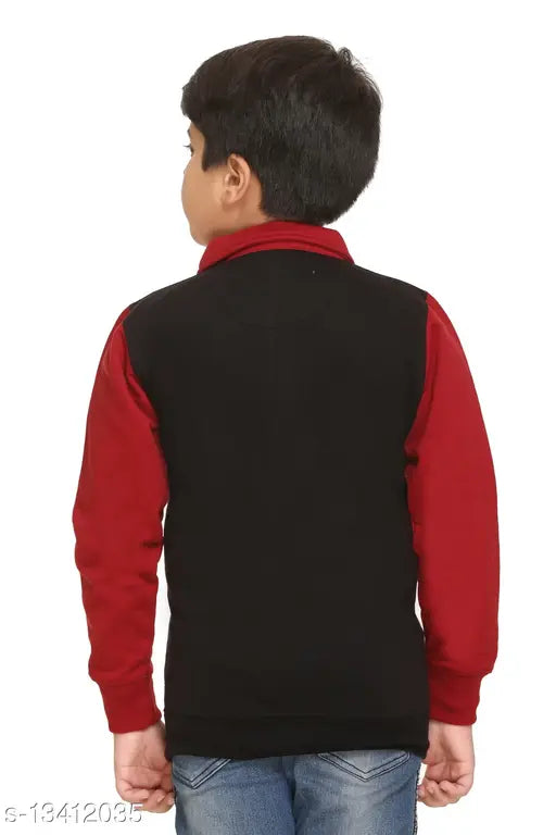 Hypknot Boys stylish cotton collared sweatshirt, colorblocked long sleeves for boys aged 3-14 years, India-made