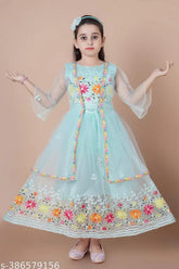 Green embellished net gown for kids, BAAQI KIDS/GIRLS sizing 3-12 years