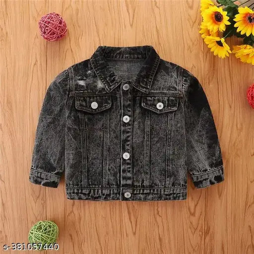 Denim boys jakt solid color long sleeves casual wear for kids age 5-13, made in India