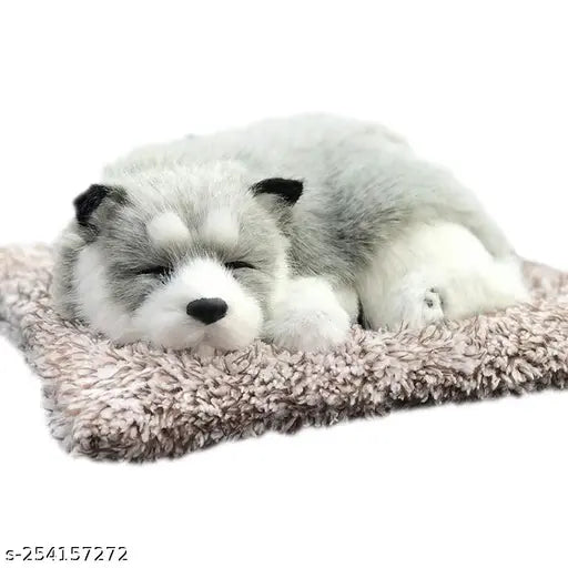 GreyWhite durable plastic sleeping dog car dashboard & home decor with activated carbon, soft & comfortable art piece for interior air purification