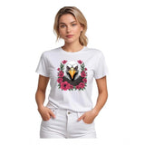 White polyester women's solid printed round neck half sleeve t-shirt