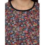 Multicolor printed polyester sleeveless knee-length dress for women