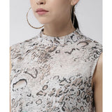 Women's Polyester Printed Sleeveless Above Knee Dress (Multicolor)