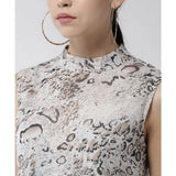 Multicolor printed polyester sleeveless above-knee dress for women, vibrant summer party attire