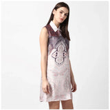 Women's Polyester Printed Sleeveless Above Knee Dress (Orange)