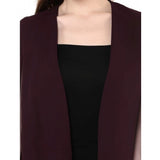 Wine polyester solid cape sleeve blazer for women, perfect for professional attire