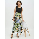 Women's Rayon Floral Sleeveless Calf-length Dress (Multicolor)
