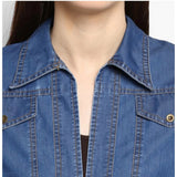 Blue denim solid 3/4 sleeves women's shrug, casual wear accessory for cool weather