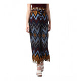 Multicolor polyester chevron elasticated trousers for women, vibrant pattern on display