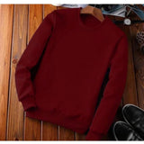 Men's maroon fleece solid round neck long sleeves casual sweatshirt - warm & comfortable activewear for men