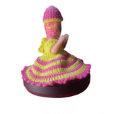 Pink-Yellow Tharad Laddu Gopal dress size 0-6, vibrant traditional Indian clothing