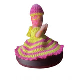 Pink-Yellow Tharad Laddu Gopal dress size 0-6, vibrant traditional Indian clothing