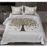 White cotton printed queen size bedsheet with two pillow covers (90x100 inch), featuring vibrant pattern design on luxurious fabric