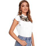 White polyester cap sleeve sweetheart neck top, solid design for women's casual wear