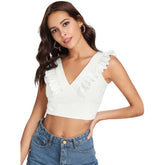 White polyester solid sleeveless shoulder straps top for women, ideal for summer wardrobe