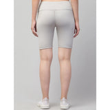 Women's Polyester Solid Above Knee High-Rise Shorts (Grey)