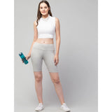 Women's Polyester Solid Above Knee High-Rise Shorts (Grey)
