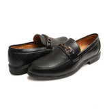 Black faux leather casual slip-ons - men's formal shoes (solid design)