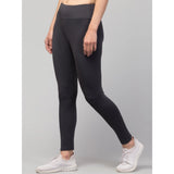 Women's Polyester Solid Ankle Length High-Rise Tights (Grey)