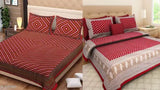 Jaipuri printed double bed sheets set in glace cotton, 90X100 with 4 pillow covers featuring floral pattern, ideal for adult beds