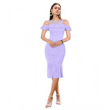Women's Knitting stretchable Solid Round Neck Sleeveless Dress (Purple)