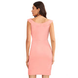 Women's Knitting stretchable Solid Round Neck Sleeveless Dress (Peach)