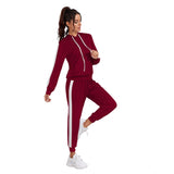 Women's Knitting stretchable Solid Hooded Neck Full Sleeve Track Suit (Maroon)