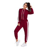 Women's Knitting stretchable Solid Hooded Neck Full Sleeve Track Suit (Maroon)