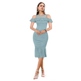 Stretchable pista solid round neck sleeveless knee-length dress for women's fashion