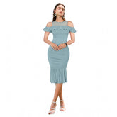 Stretchable pista solid round neck sleeveless knee-length dress for women