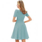 Pista knitting stretchable solid V-neck cap sleeve dress for women's fashion, ideal for casual outfits