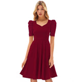 Women's Knitting stretchable Solid V Neck Cap Sleeve Dress (Maroon)