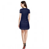 Blue Rasal solid round neck cap sleeve dress for women - versatile casual wear