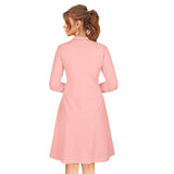 Women's Knitting stretchable Solid Round Neck Full Sleeve Dress (Peach)