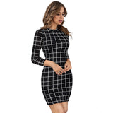 Women's Polyester Solid High Neck Full Sleeve Dress (Black)