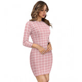 Peach polyester high neck full sleeve dress - solid style for women's formal wear