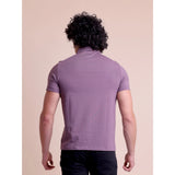 Men's casual berry cotton solid half sleeve polo neck t-shirt on white background