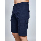 Men's Casual Cotton Solid Knee Length Cargo Shorts (Navy)