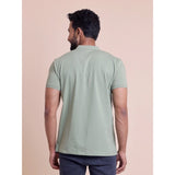 Men's Casual Cotton Solid Half Sleeve Mandarin Collar T-Shirt (Newsage)