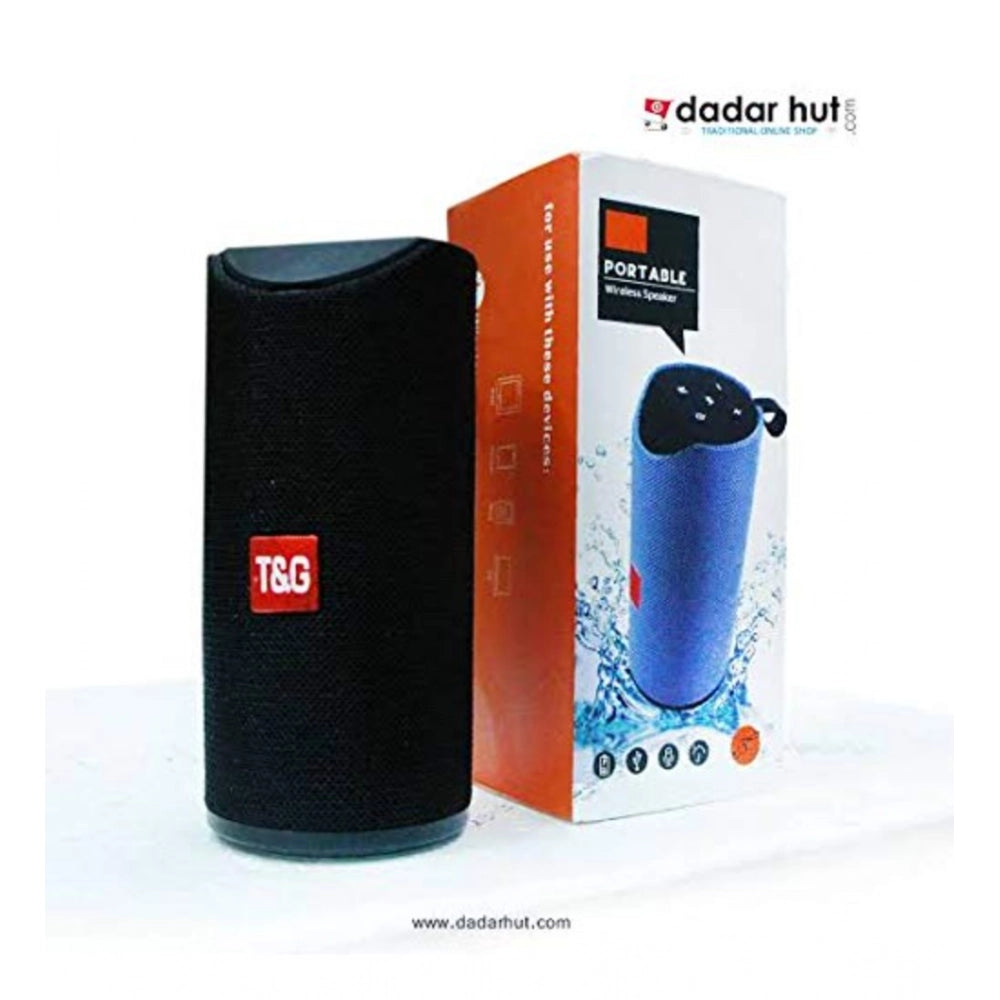 Black plastic rubber wireless Bluetooth speaker (TG113), USB chargeable, for portable audio playback