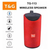 Red plastic rubber wireless TG113 Bluetooth speaker, USB chargeable on charging pad