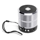 Silver plastic rubber wireless Bluetooth speaker, USB chargeable for modern home audio setup